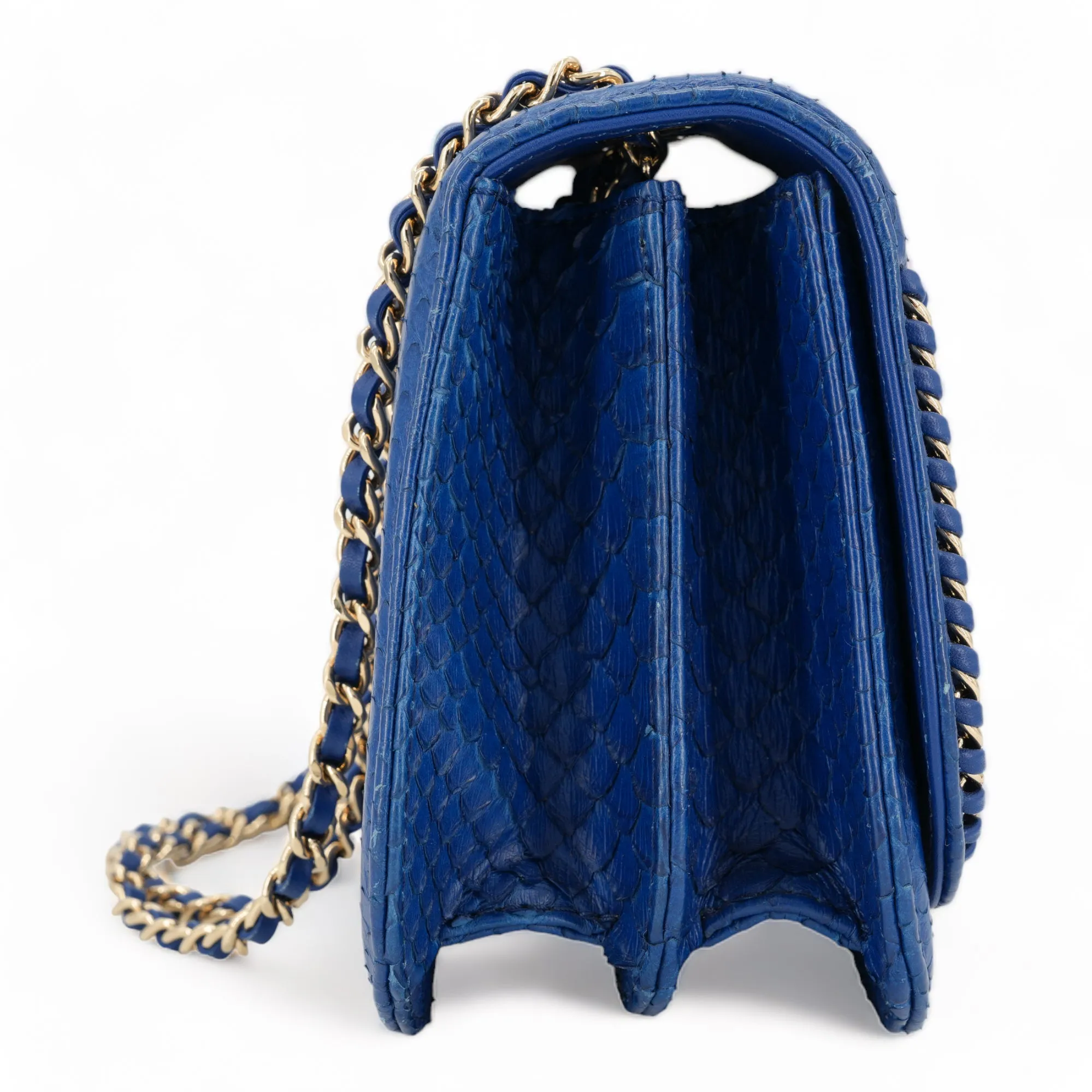 Blue Python Chain Mini Messenger Bag