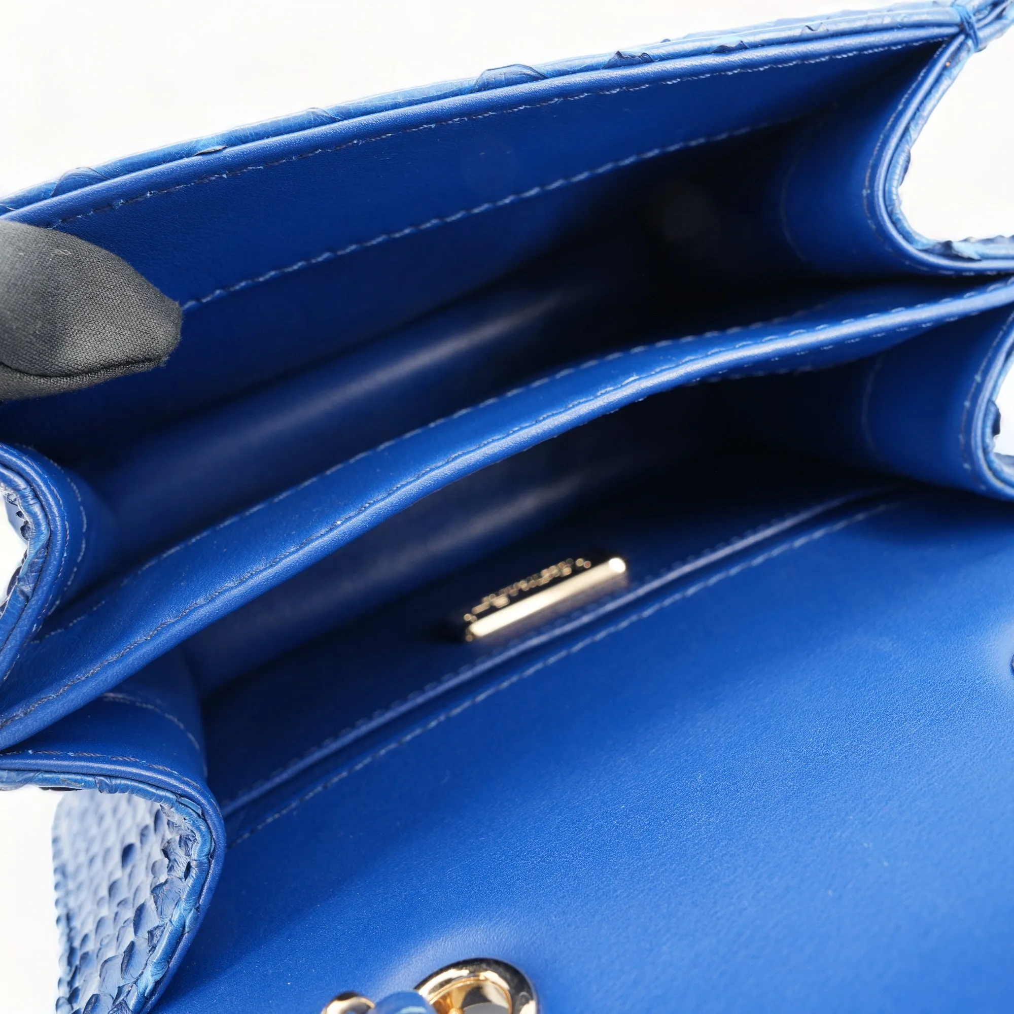 Blue Python Chain Mini Messenger Bag