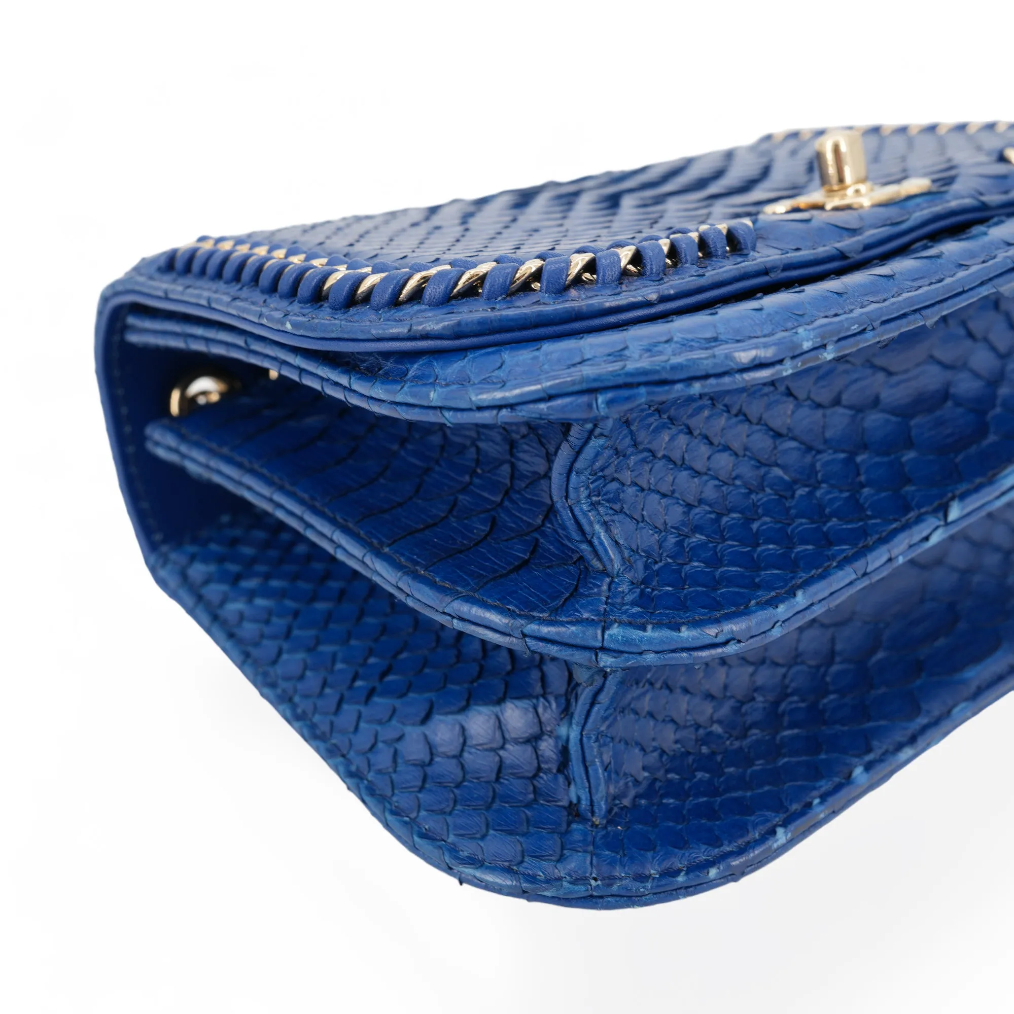 Blue Python Chain Mini Messenger Bag