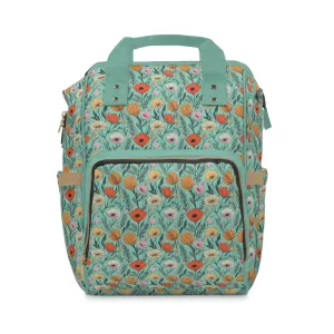 Boho Floral Diaper Backpack - Multifunctional & Spacious Floral Baby Bag for Trendy Parents