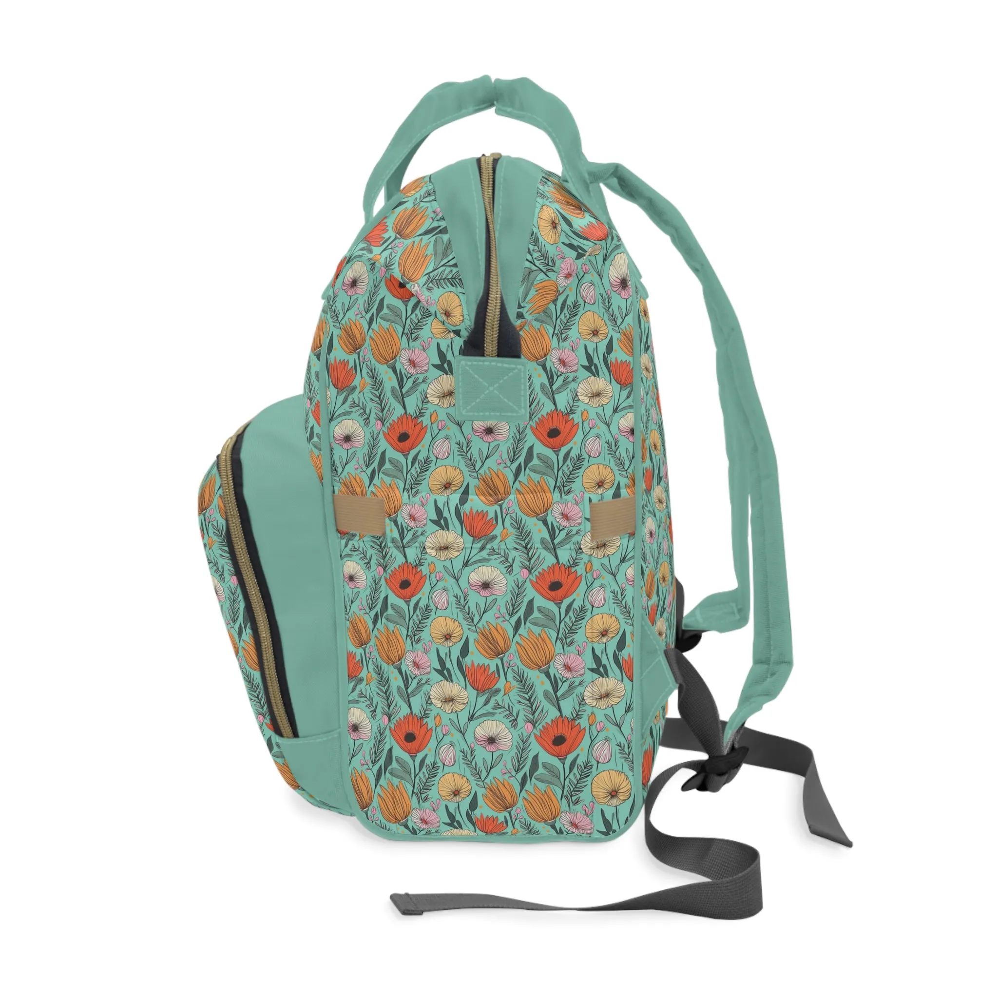 Boho Floral Diaper Backpack - Multifunctional & Spacious Floral Baby Bag for Trendy Parents