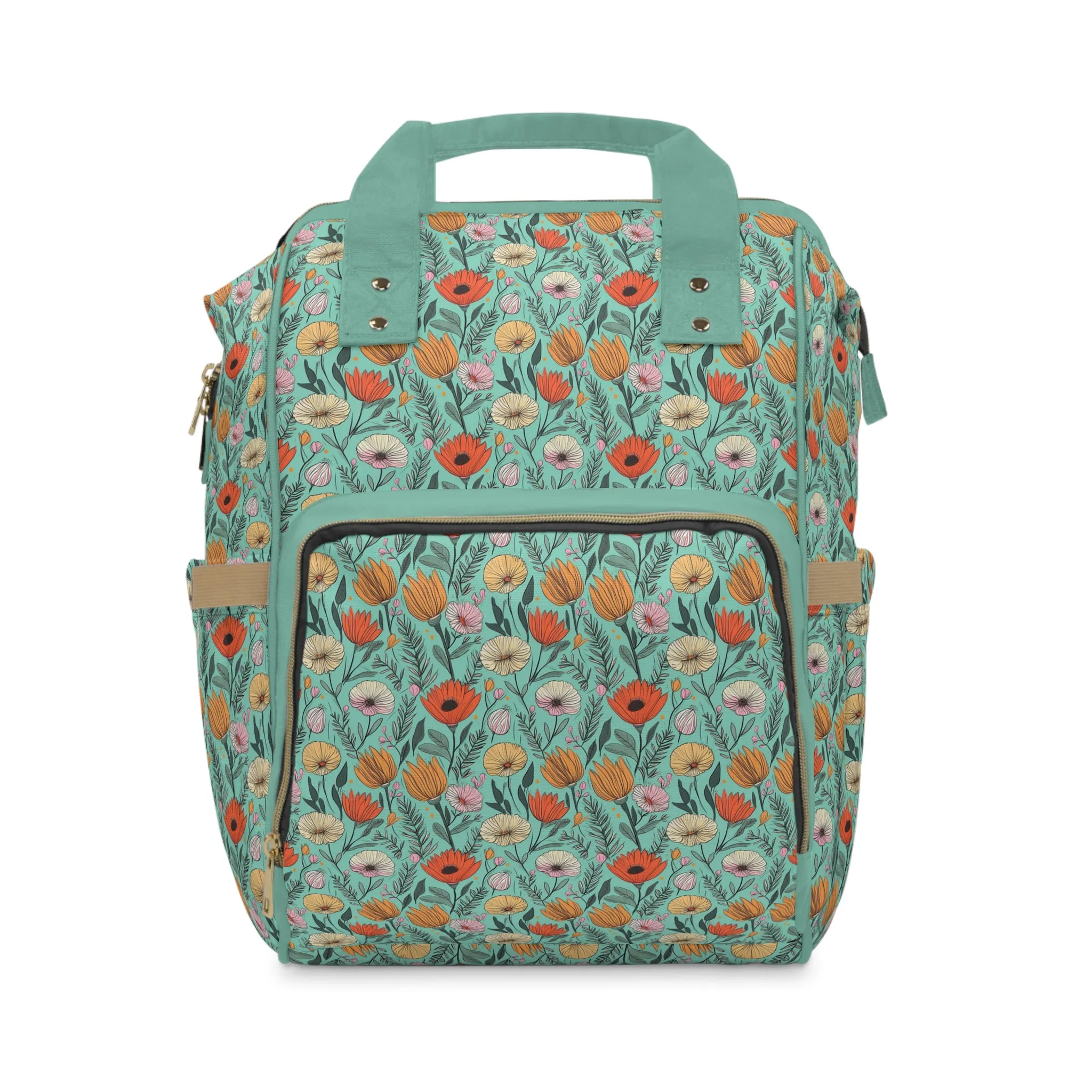 Boho Floral Diaper Backpack - Multifunctional & Spacious Floral Baby Bag for Trendy Parents