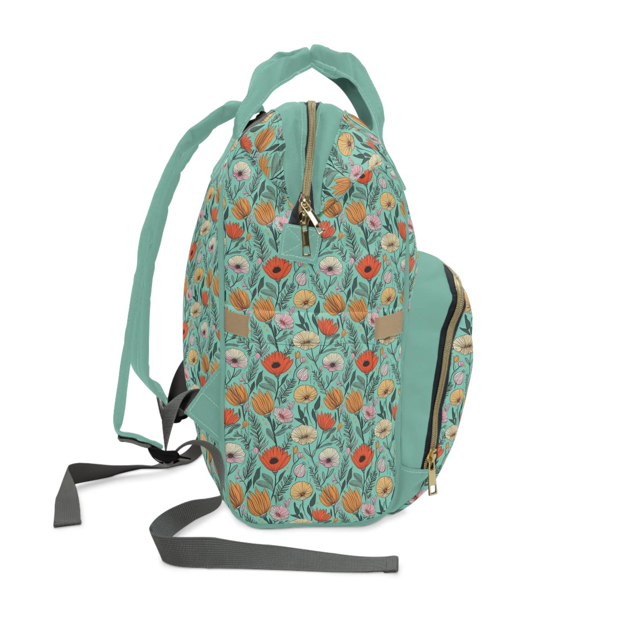 Boho Floral Diaper Backpack - Multifunctional & Spacious Floral Baby Bag for Trendy Parents