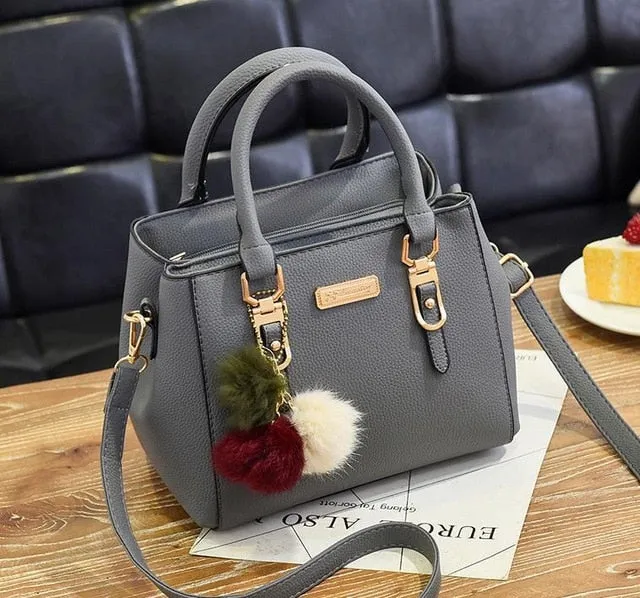 Bolsa de luxo feminina sacos de ombro de bola de cabelo sacos de mão das senhoras sacos de mensageiro de couro do vintage mão feminina sacos de bolso