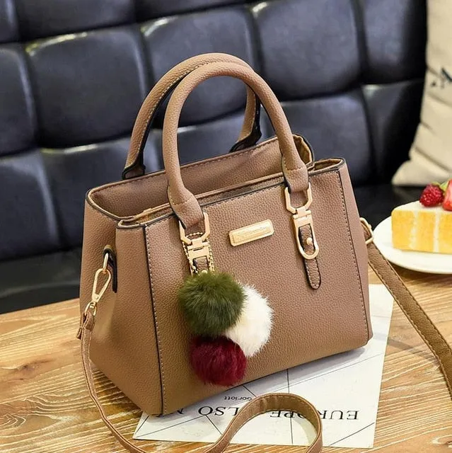 Bolsa de luxo feminina sacos de ombro de bola de cabelo sacos de mão das senhoras sacos de mensageiro de couro do vintage mão feminina sacos de bolso