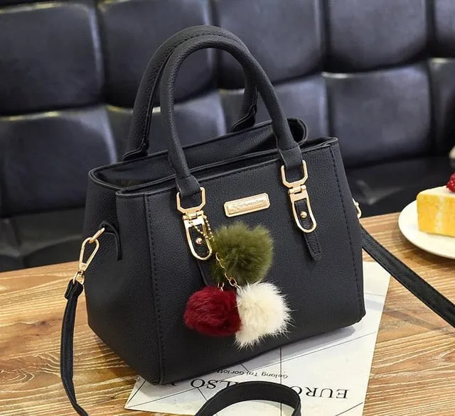 Bolsa de luxo feminina sacos de ombro de bola de cabelo sacos de mão das senhoras sacos de mensageiro de couro do vintage mão feminina sacos de bolso