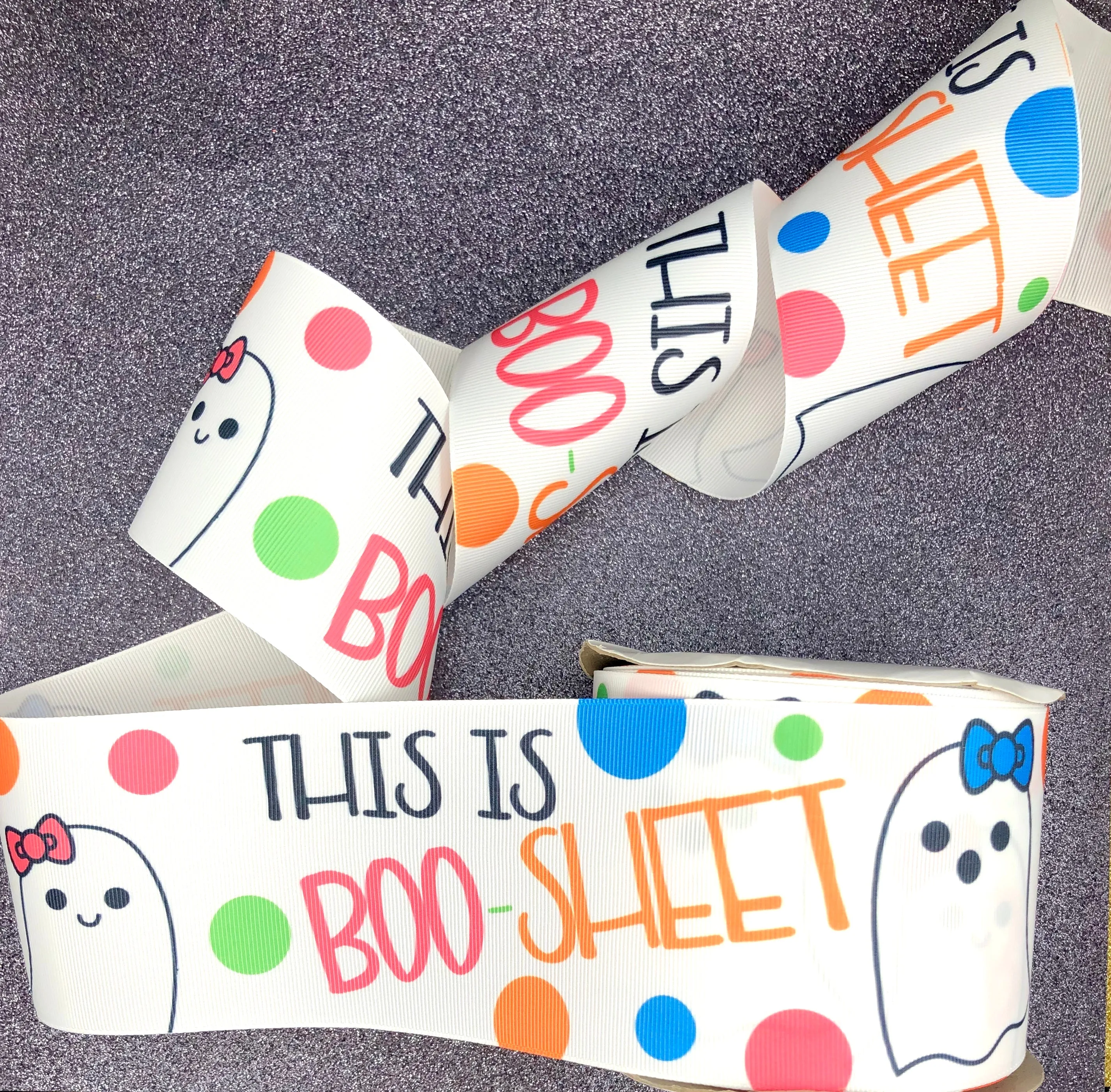Boo Sheet Ghosts USDR Halloween Ribbon - 3 Inch
