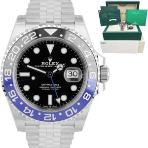 BRAND NEW STICKERED Rolex GMT-Master II Batman Black Blue SS Ceramic 126710 BLNR
