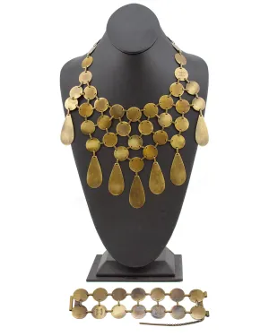 Bronzed Metal Coin Necklace and Bracelet Set