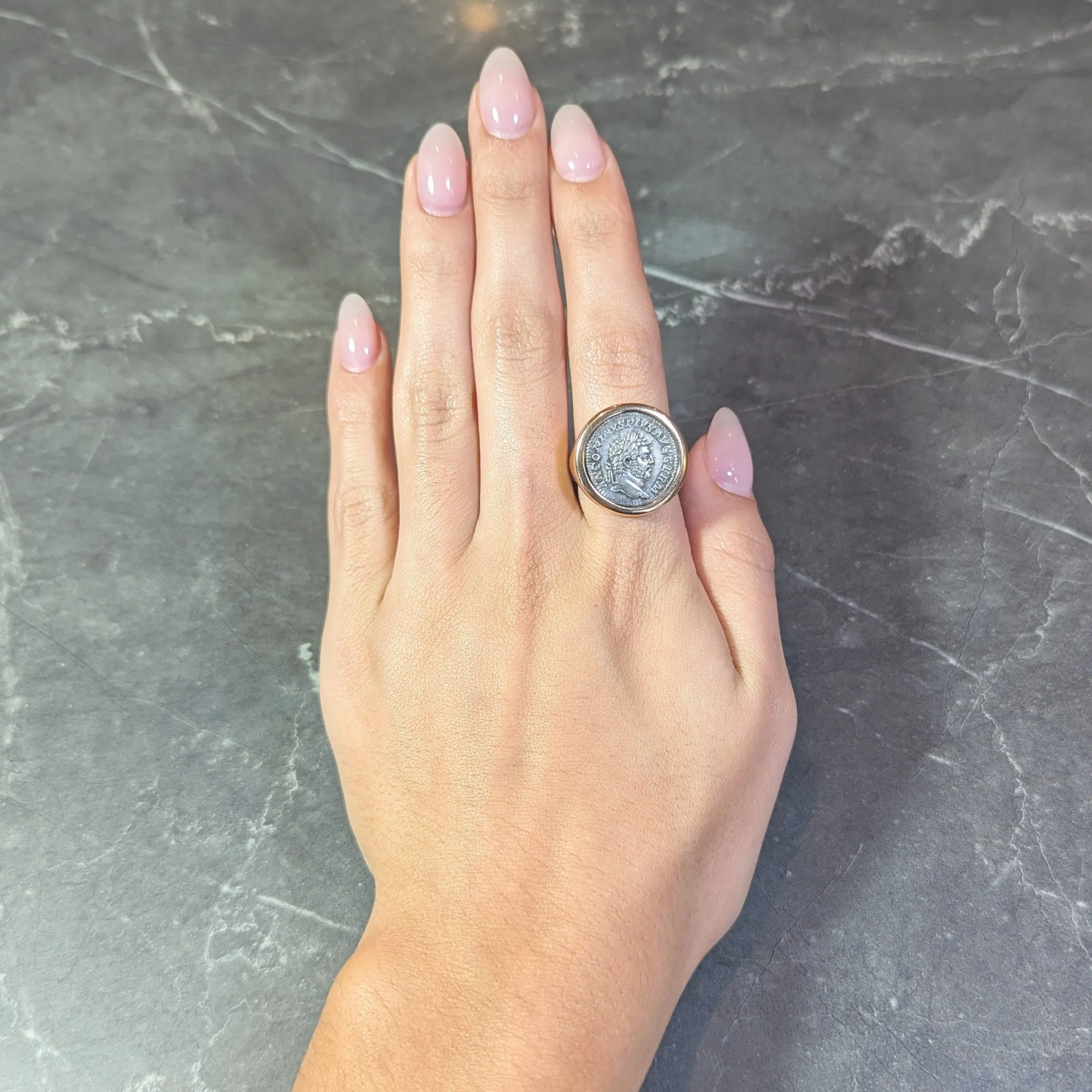 Bulgari Ancient Coin 18 Karat Rose Gold Monete Roman Unisex Signet Ring