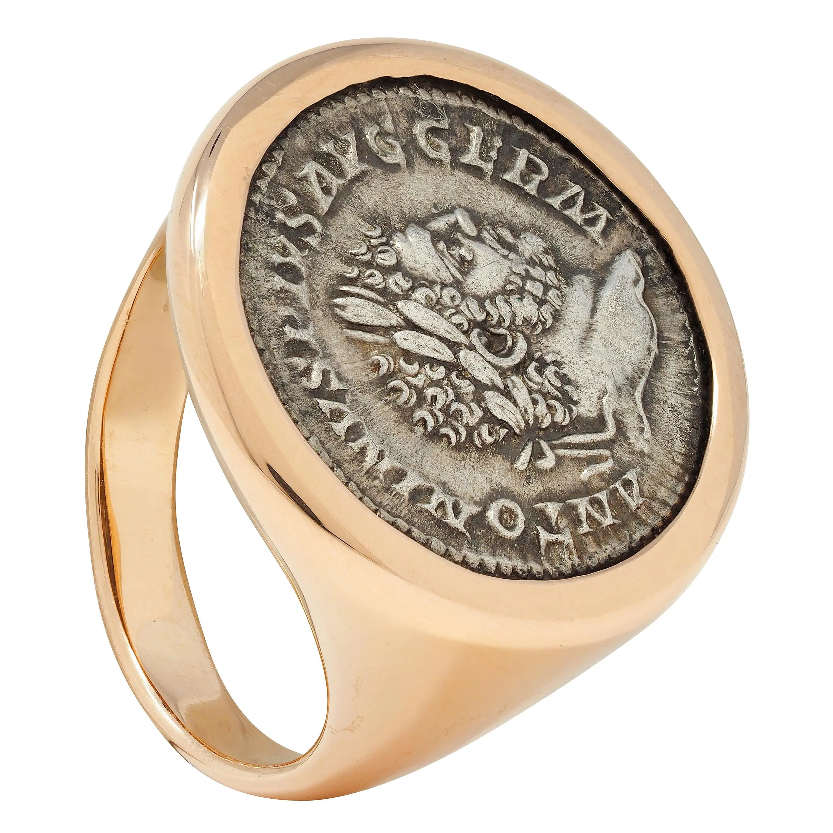 Bulgari Ancient Coin 18 Karat Rose Gold Monete Roman Unisex Signet Ring