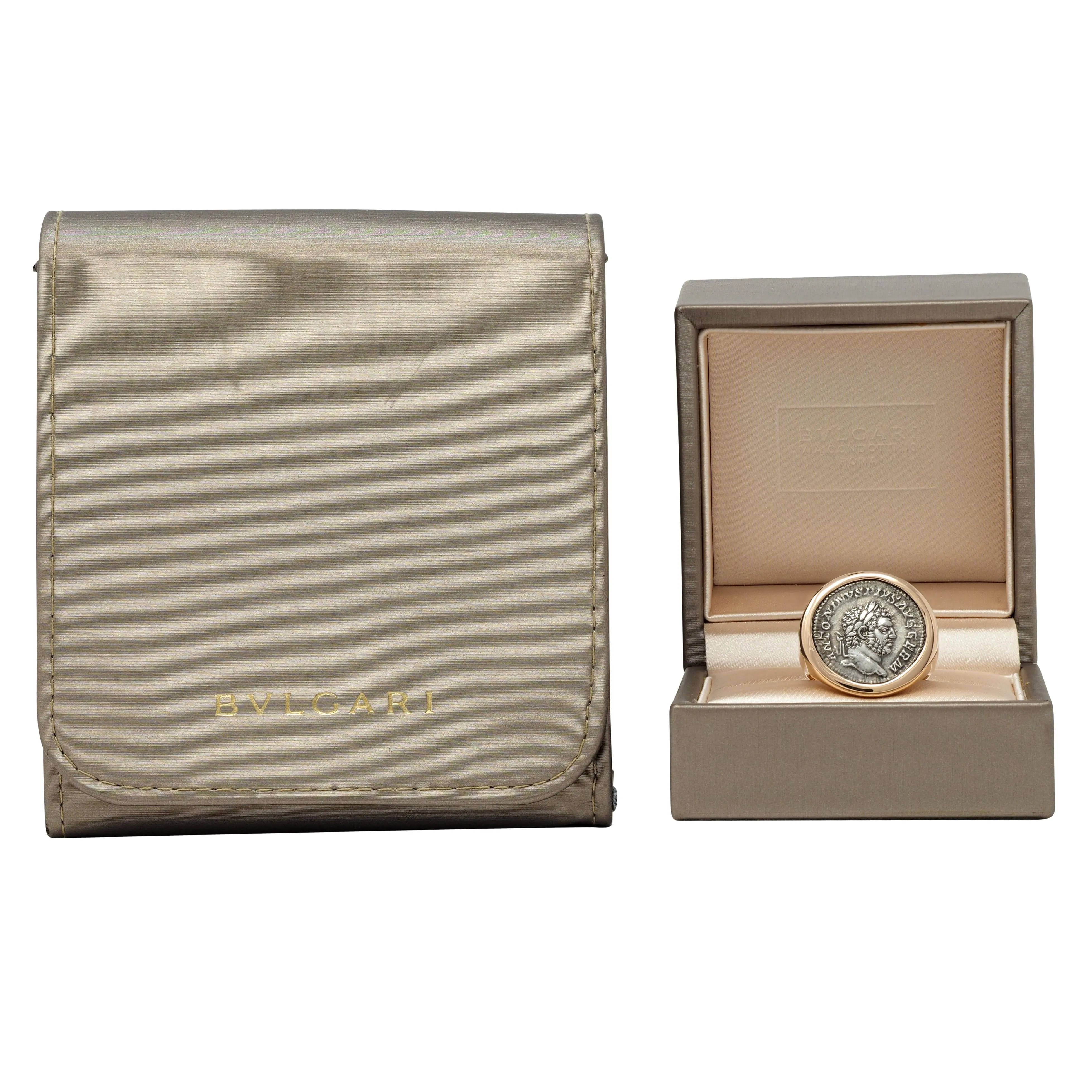 Bulgari Ancient Coin 18 Karat Rose Gold Monete Roman Unisex Signet Ring