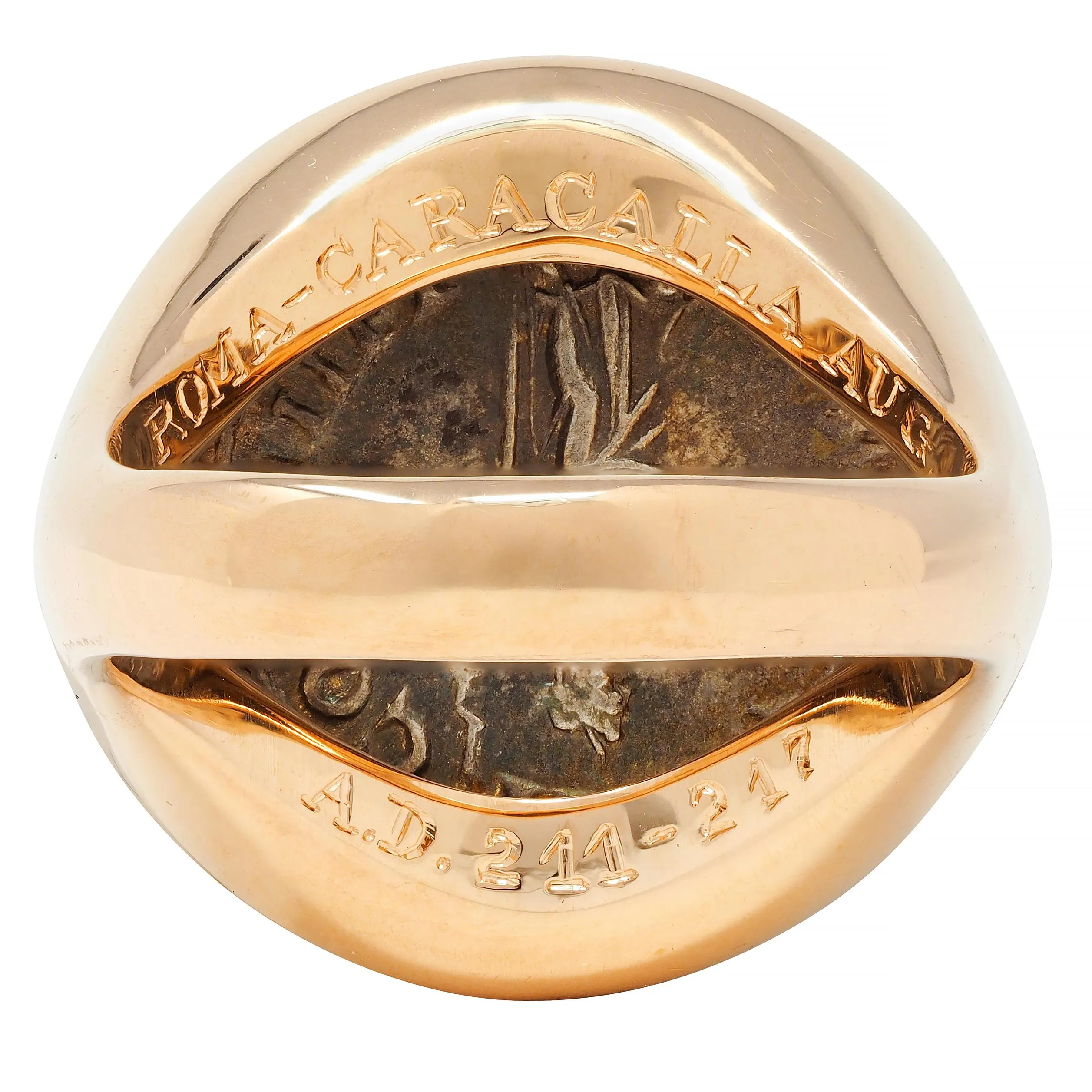 Bulgari Ancient Coin 18 Karat Rose Gold Monete Roman Unisex Signet Ring