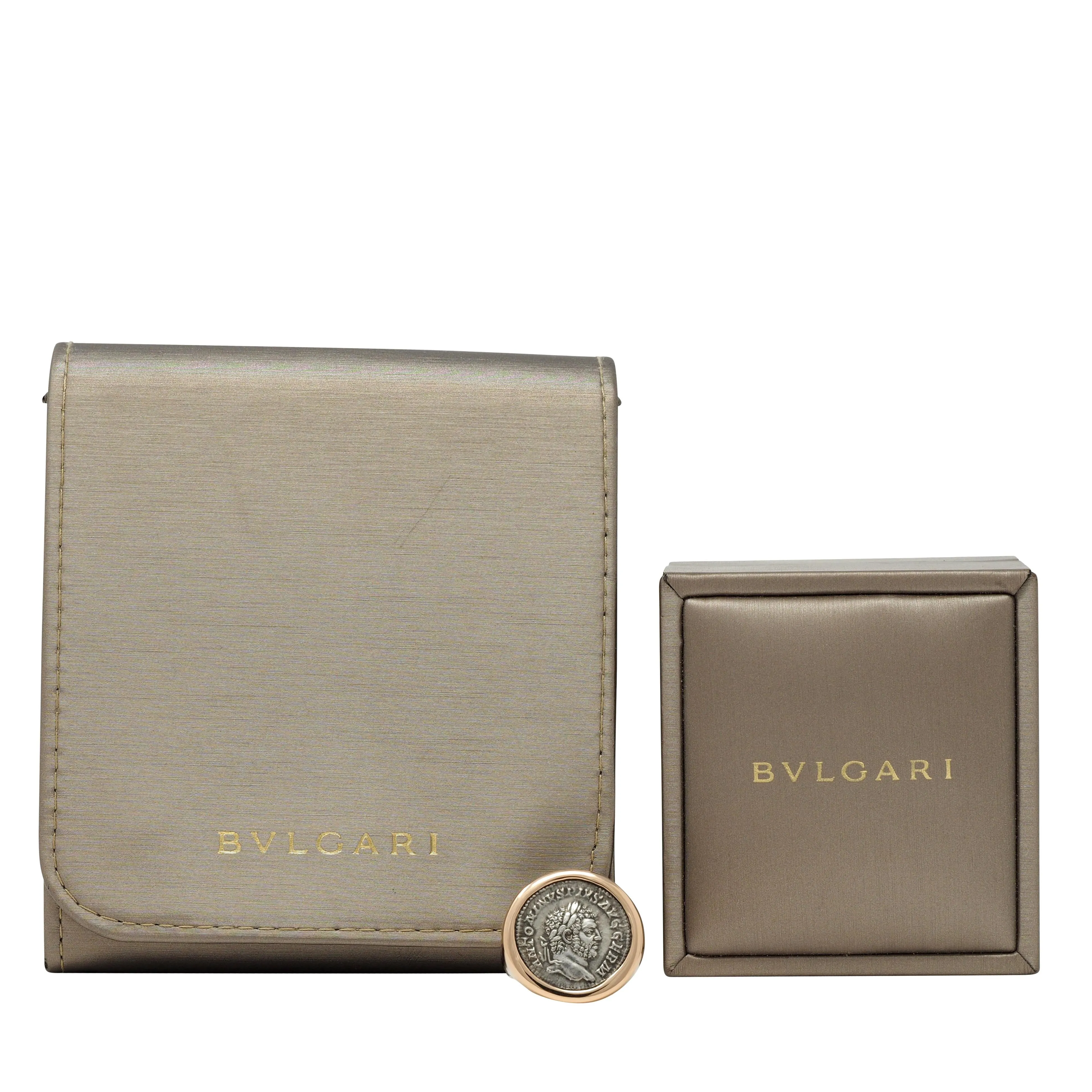 Bulgari Ancient Coin 18 Karat Rose Gold Monete Roman Unisex Signet Ring