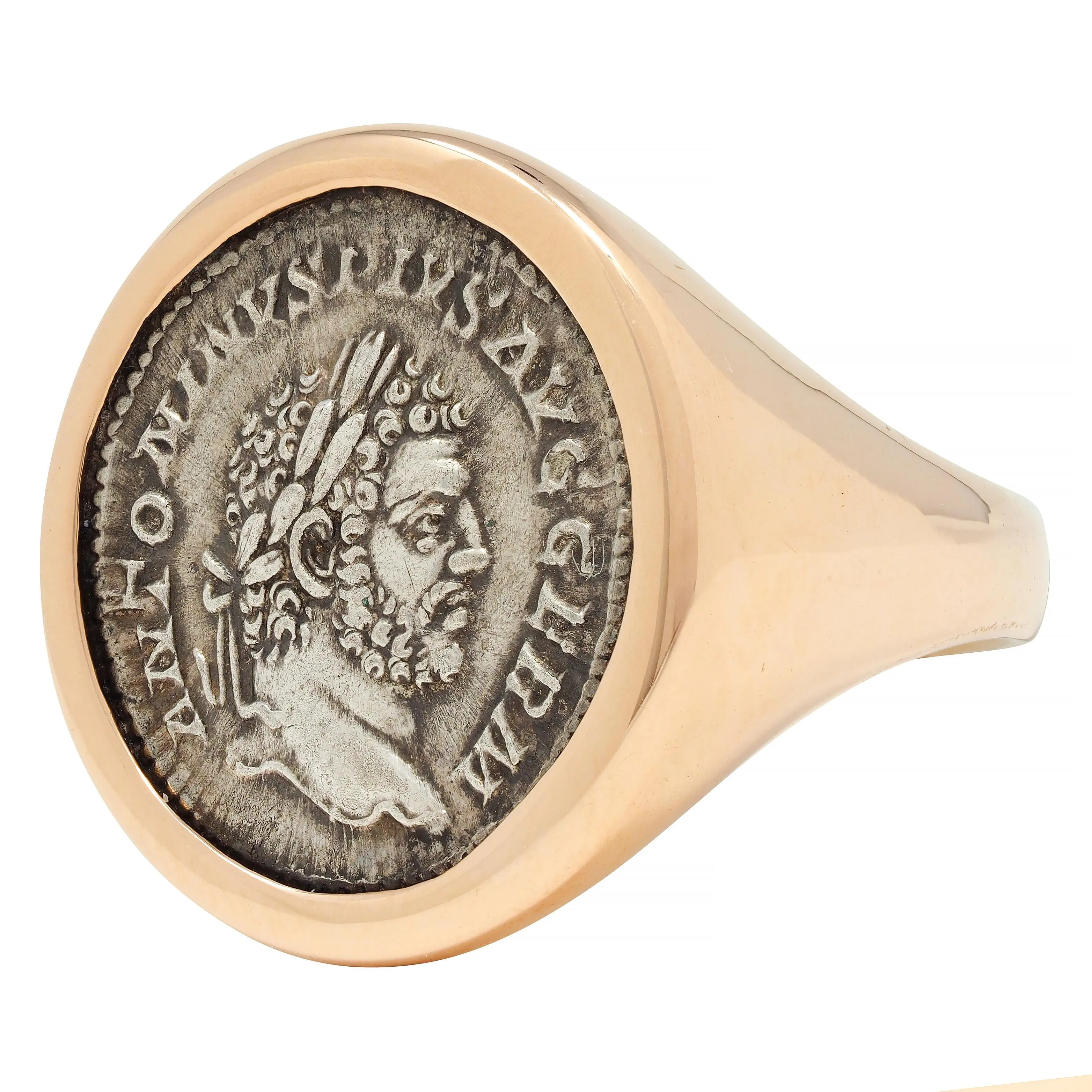 Bulgari Ancient Coin 18 Karat Rose Gold Monete Roman Unisex Signet Ring