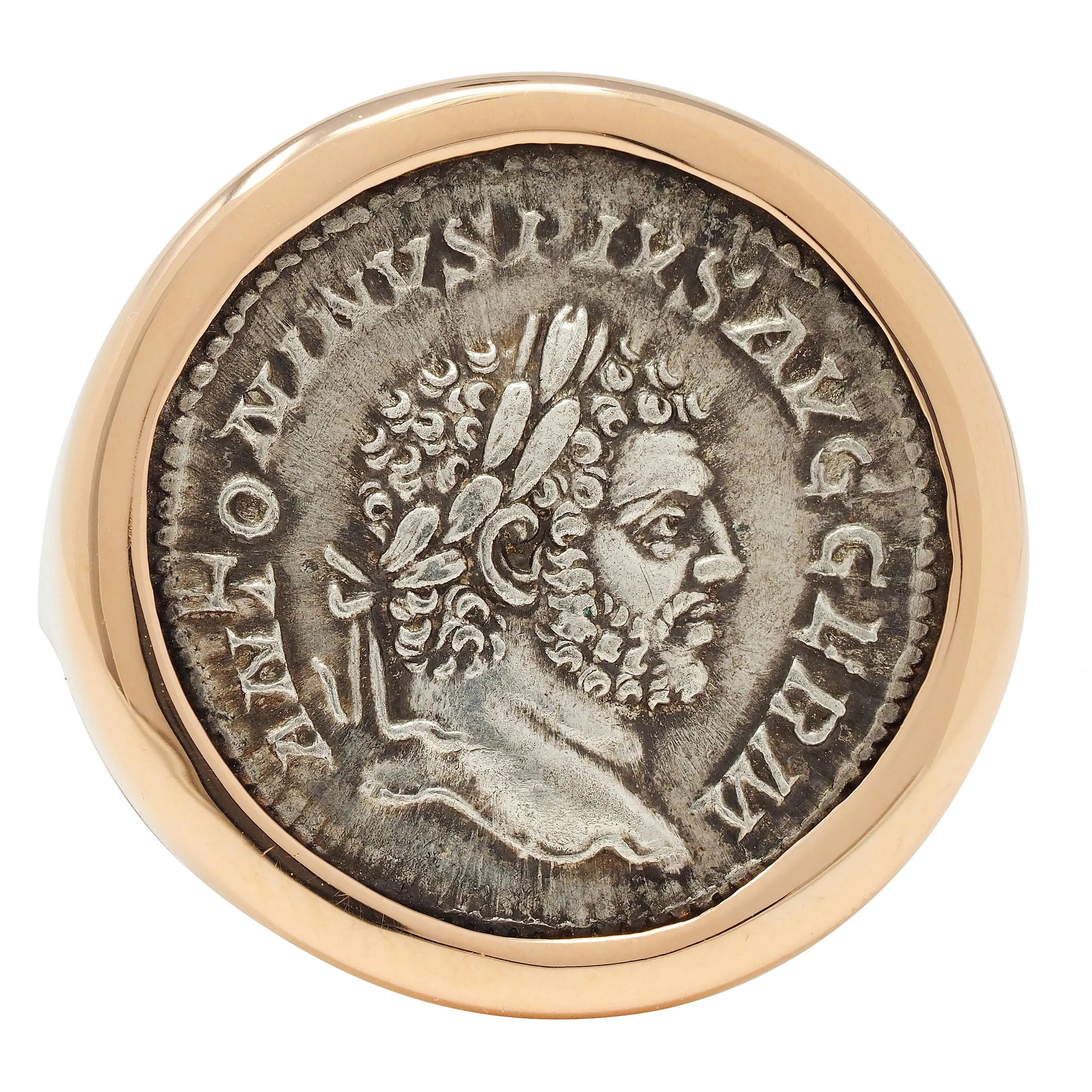 Bulgari Ancient Coin 18 Karat Rose Gold Monete Roman Unisex Signet Ring