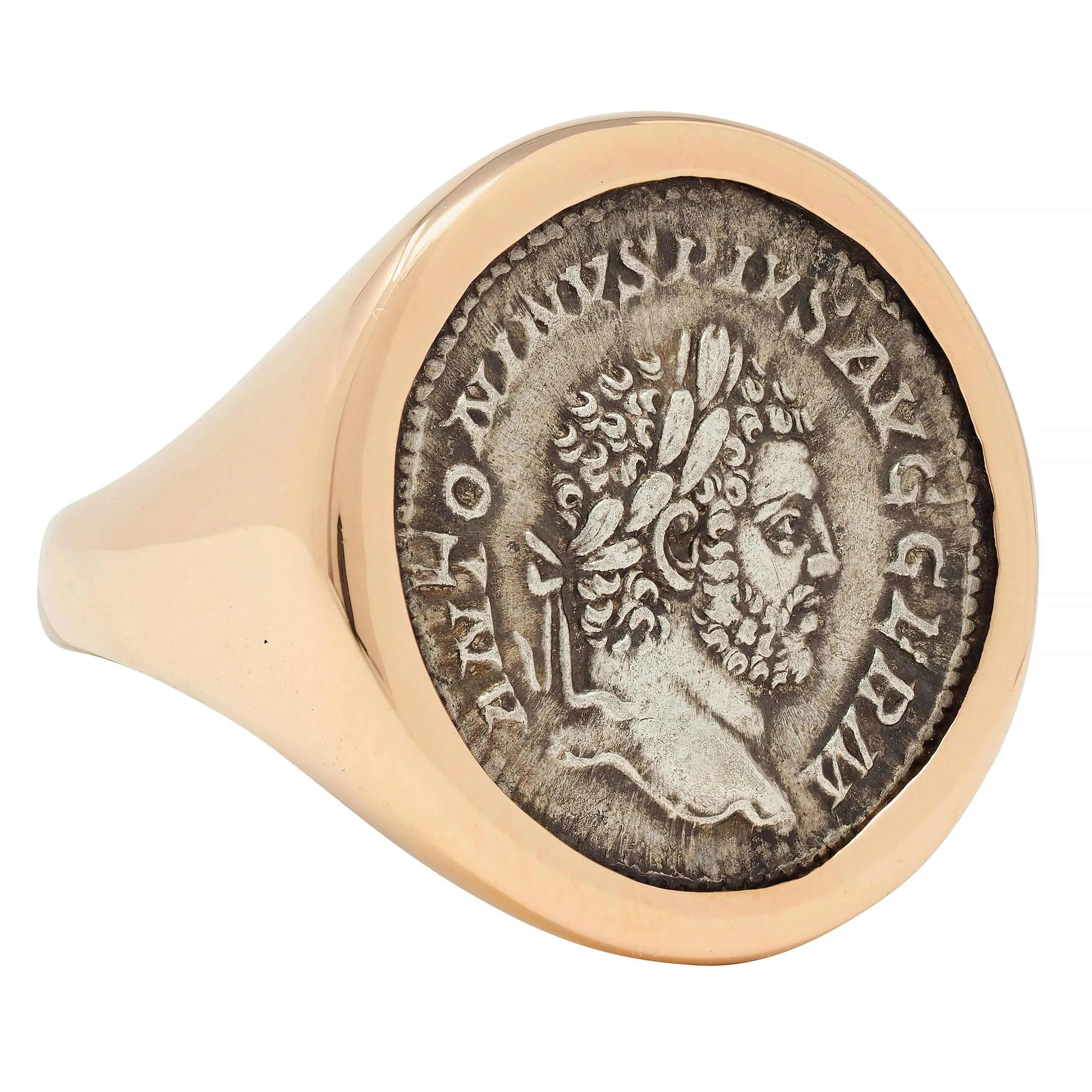Bulgari Ancient Coin 18 Karat Rose Gold Monete Roman Unisex Signet Ring