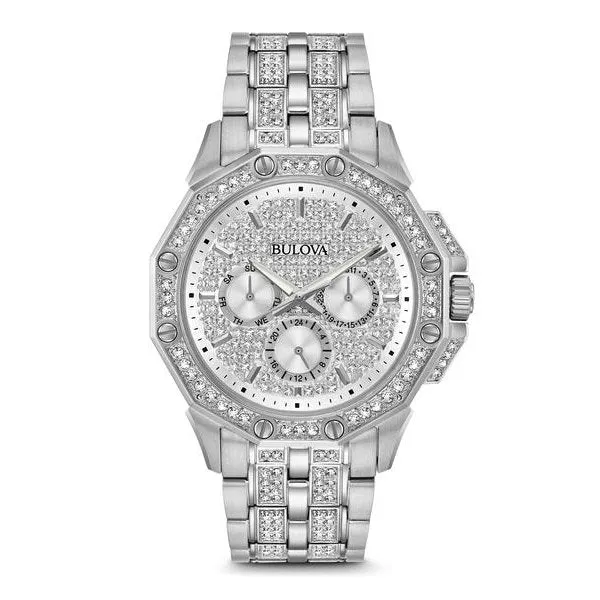 Bulova Octava Mens Chronograph Stainless Steel Crystal Watch