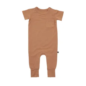 Caramel Short Sleeve Pocket Romper