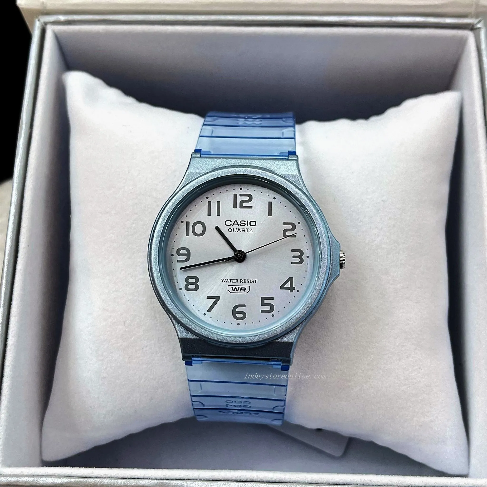 Casio Analog Women's Watch MQ-24S-2B Analog Resin Transparent Band Water Resistant Resin Glass