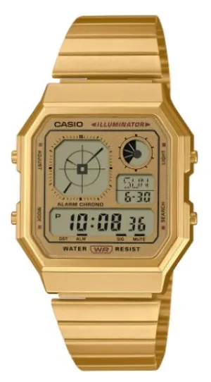 Casio Digital Stylish Octagon Watch Gold A130WEG-A