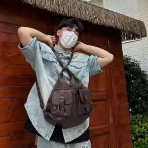 Casual Leather Messenger Bag