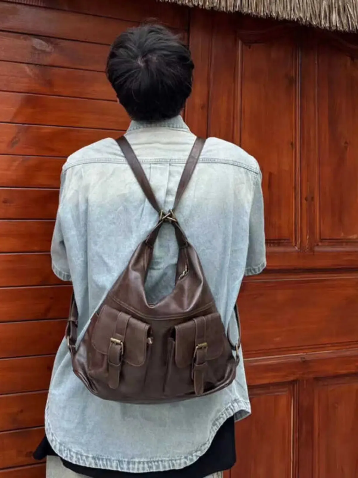 Casual Leather Messenger Bag