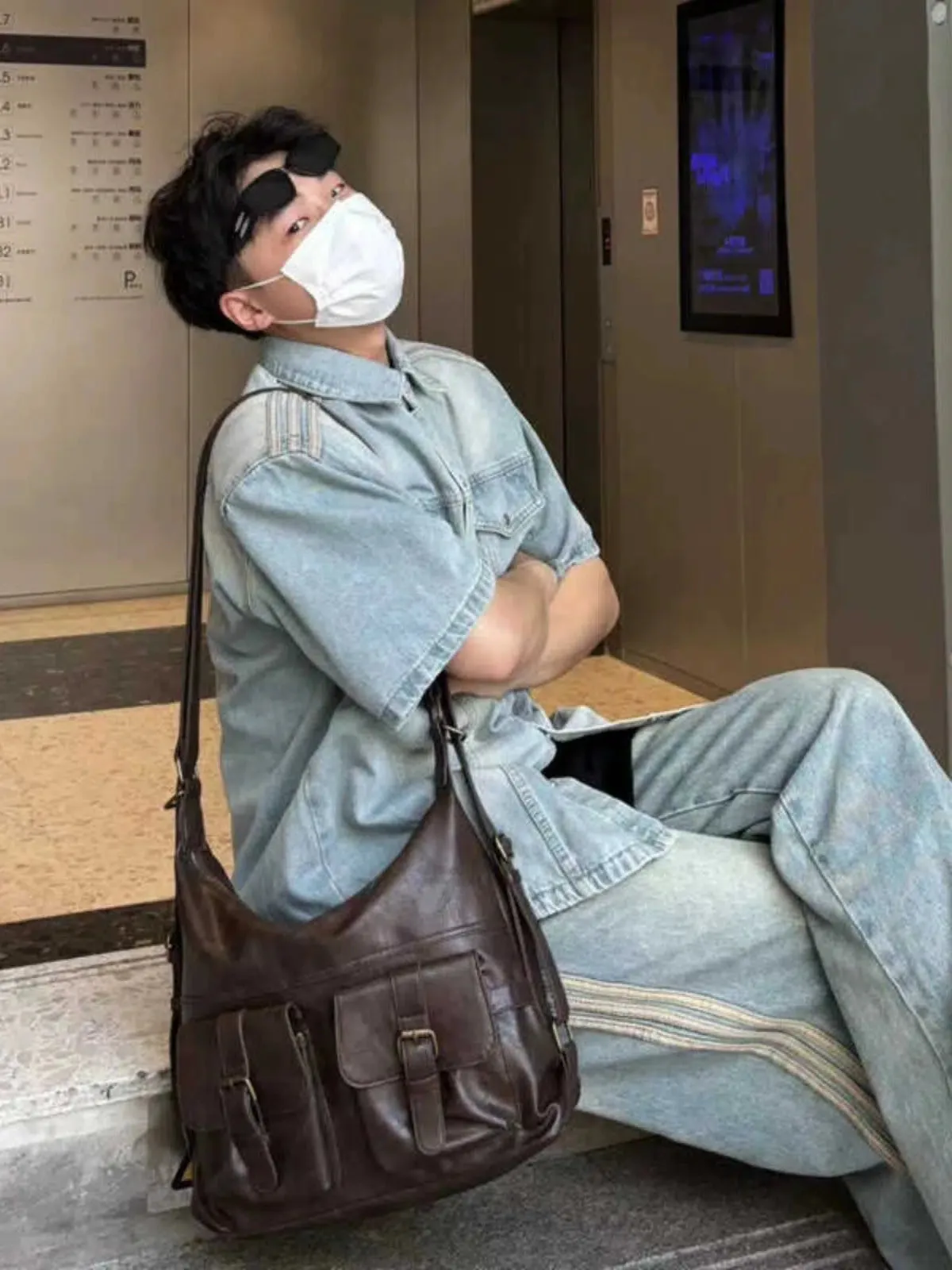 Casual Leather Messenger Bag