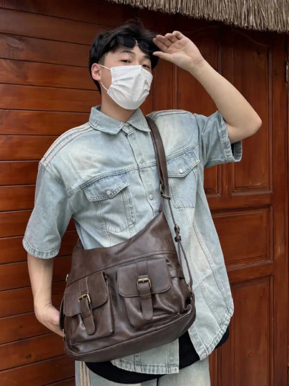 Casual Leather Messenger Bag