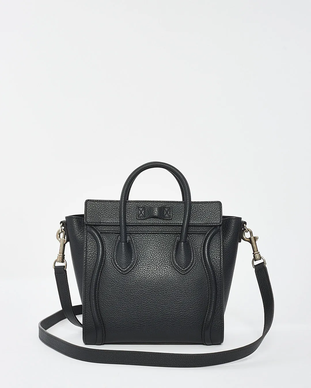 Celine Black Grained Leather Nano Luggage Bag