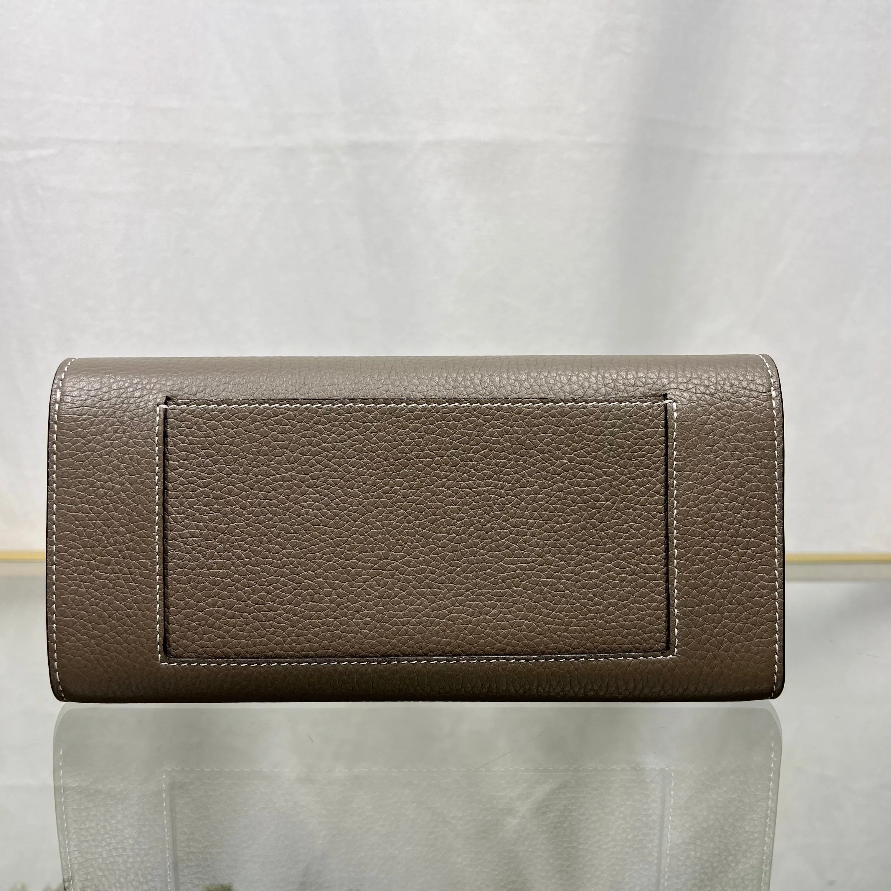 CELINE Leather Gray Neon Green Long Wallet