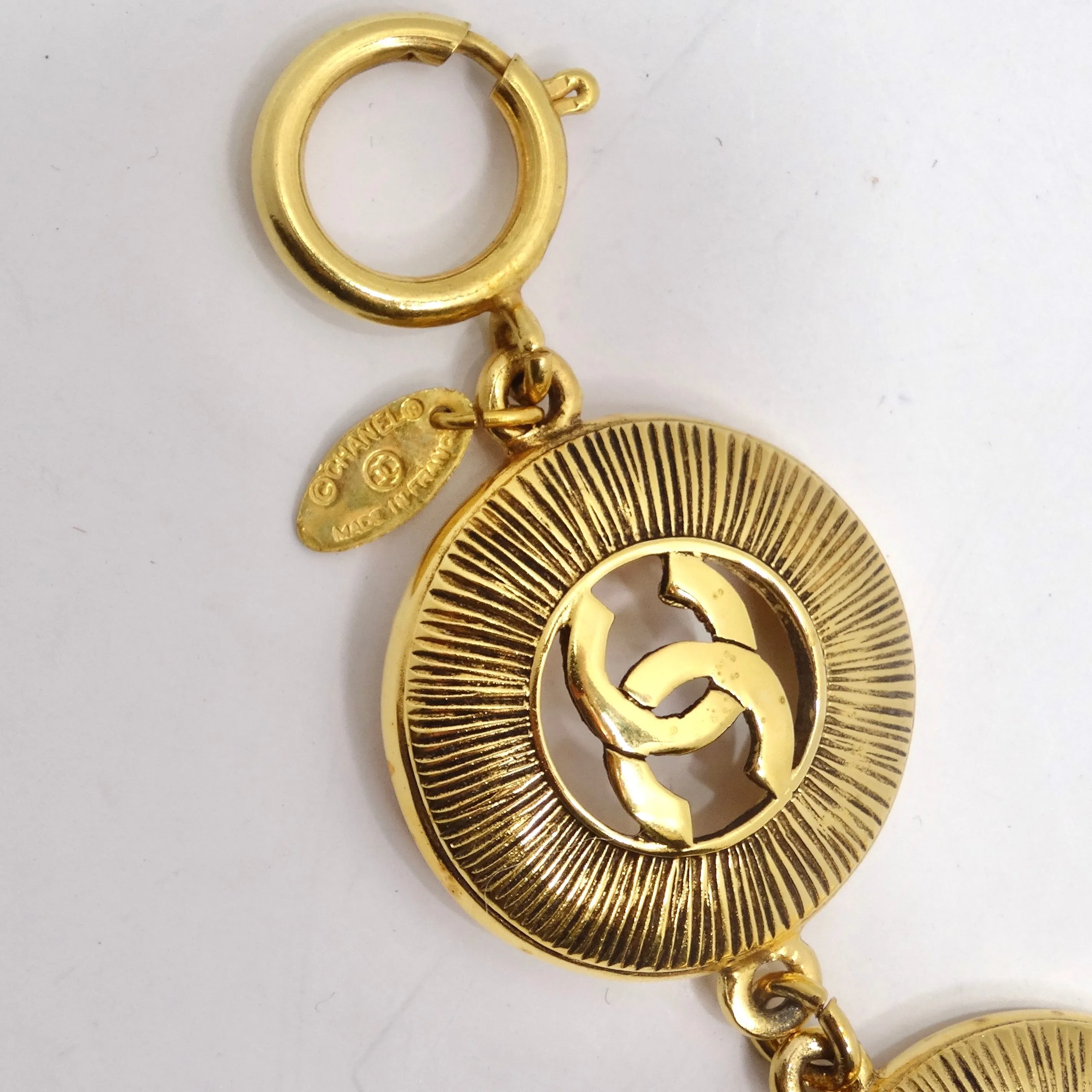 Chanel 1980s Gold Metal Medallion Coin CC Link Bracelet