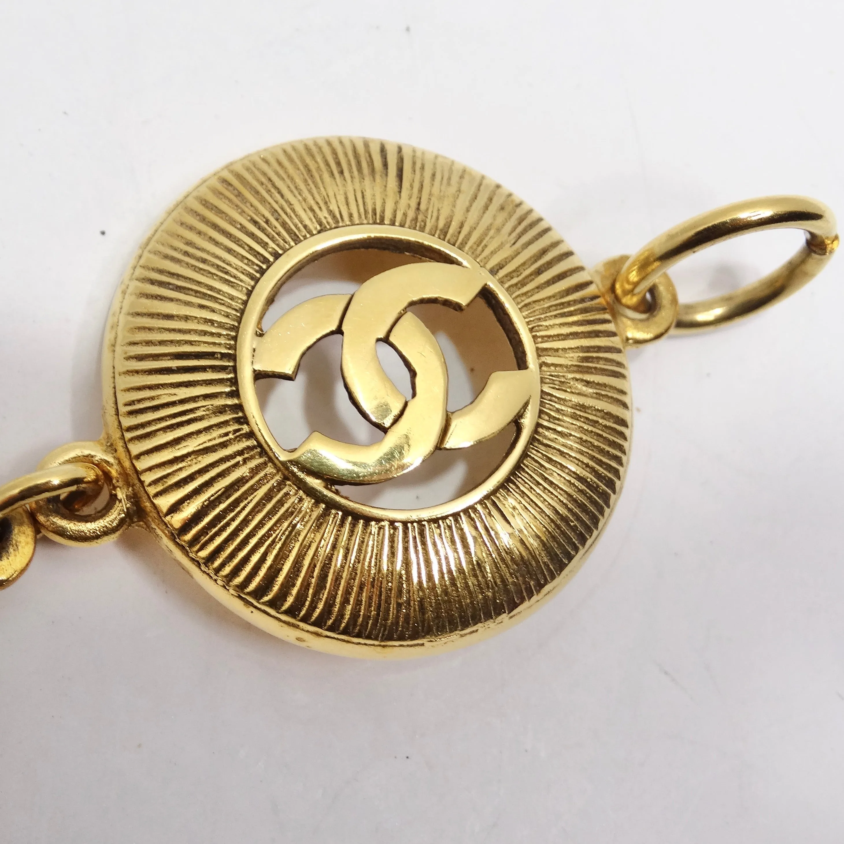Chanel 1980s Gold Metal Medallion Coin CC Link Bracelet