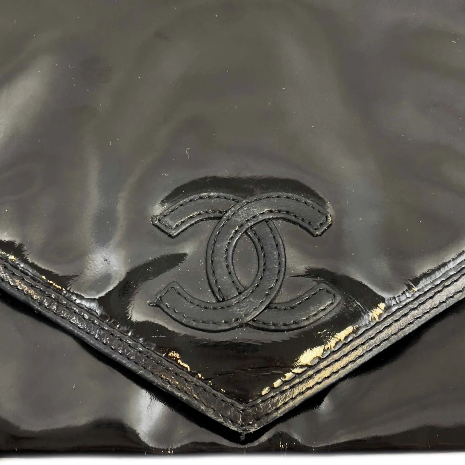 CHANEL - Vintage Multi Chain *RARE* CC Black Envelope Crossbody Bag