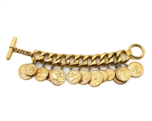 Chanel Vintage Rare Gold Logo Coin Bracelet