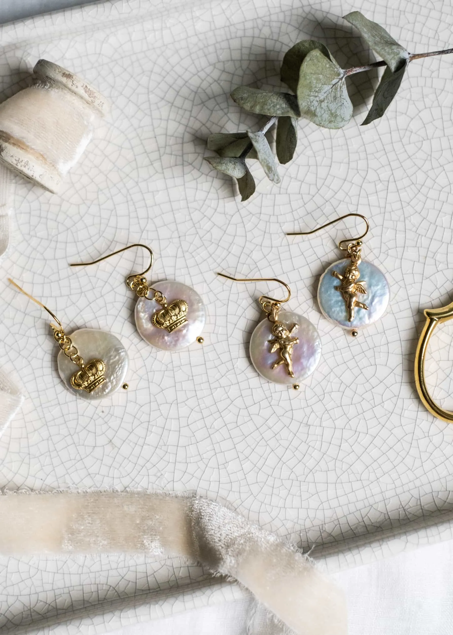 Cherub and Crown Earrings