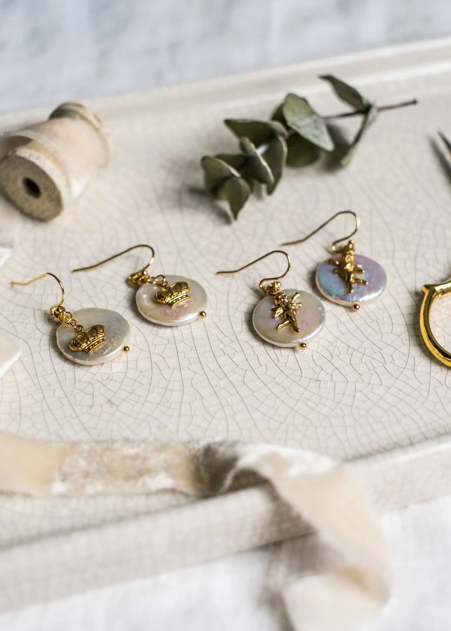 Cherub and Crown Earrings