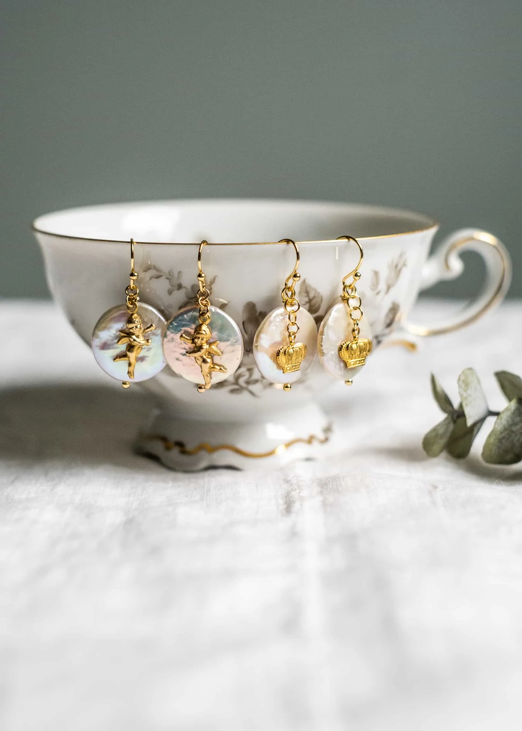 Cherub and Crown Earrings