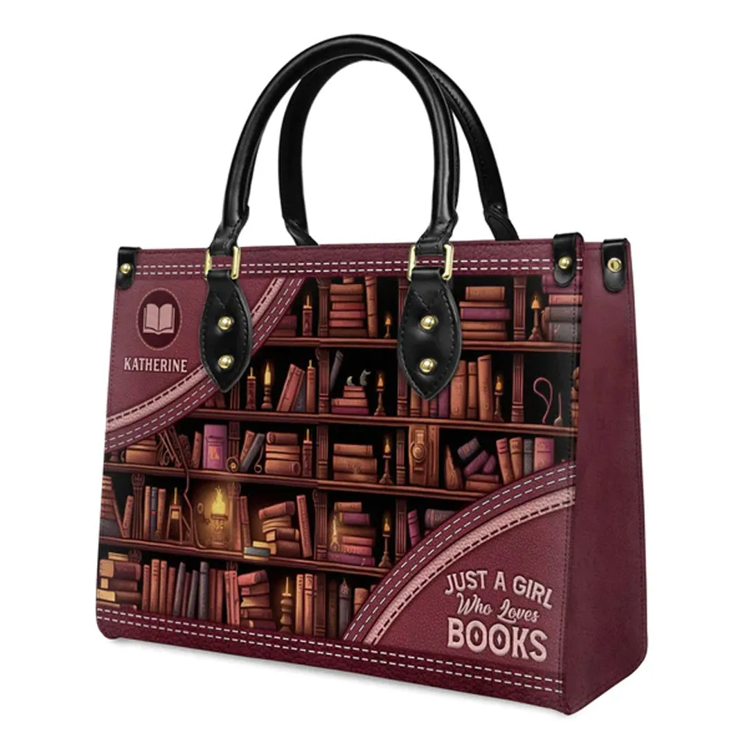 Christianartbag Handbags, Just A Girl Who Loves Books, Handbag Design, Monogram Leather Handbag, Gifts for Women, CABLTB03271223.