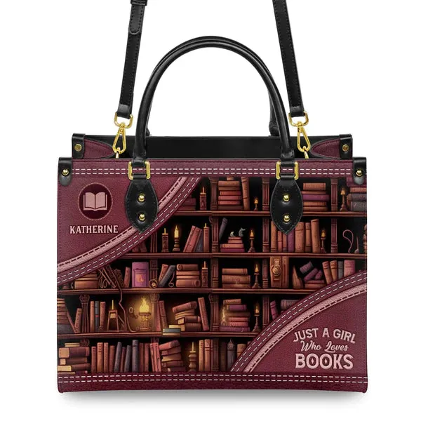 Christianartbag Handbags, Just A Girl Who Loves Books, Handbag Design, Monogram Leather Handbag, Gifts for Women, CABLTB03271223.