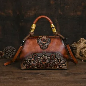 Christianartbag Handmade Leather Bag, Luxury Handbags For Women Leather Shoulder Bags New Vintage Carved Ladies Hand Bags Designer Luxury Bag, CABHMB04141023
