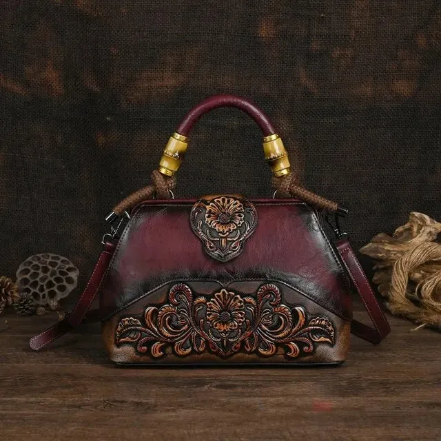 Christianartbag Handmade Leather Bag, Luxury Handbags For Women Leather Shoulder Bags New Vintage Carved Ladies Hand Bags Designer Luxury Bag, CABHMB04141023