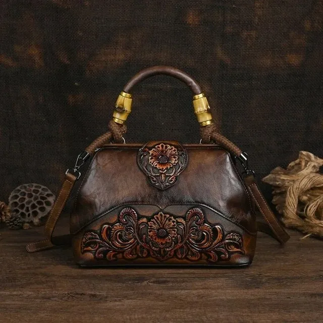 Christianartbag Handmade Leather Bag, Luxury Handbags For Women Leather Shoulder Bags New Vintage Carved Ladies Hand Bags Designer Luxury Bag, CABHMB04141023