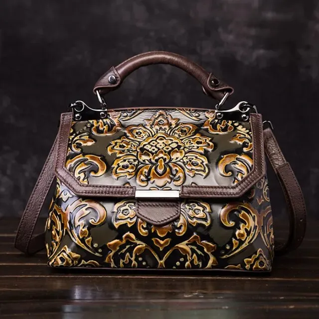 Christianartbag Handmade Leather Bag, Women's Bag Genuine Leather Luxury Handbags Handmade Women Shoulder Bag New Embossed Vintage Crossbody Bags For Women, CABHMB09141023