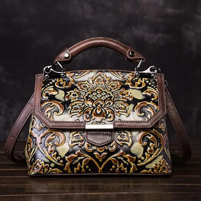 Christianartbag Handmade Leather Bag, Women's Bag Genuine Leather Luxury Handbags Handmade Women Shoulder Bag New Embossed Vintage Crossbody Bags For Women, CABHMB09141023
