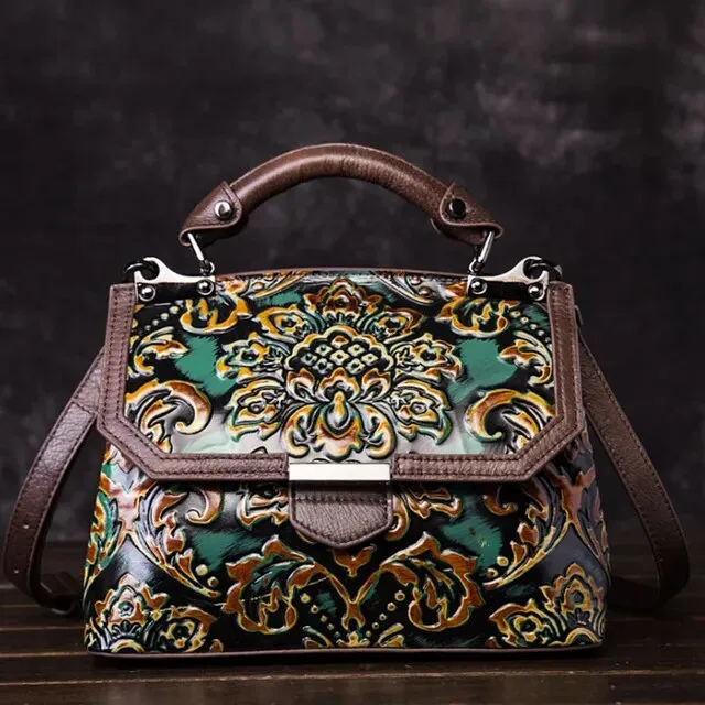 Christianartbag Handmade Leather Bag, Women's Bag Genuine Leather Luxury Handbags Handmade Women Shoulder Bag New Embossed Vintage Crossbody Bags For Women, CABHMB09141023