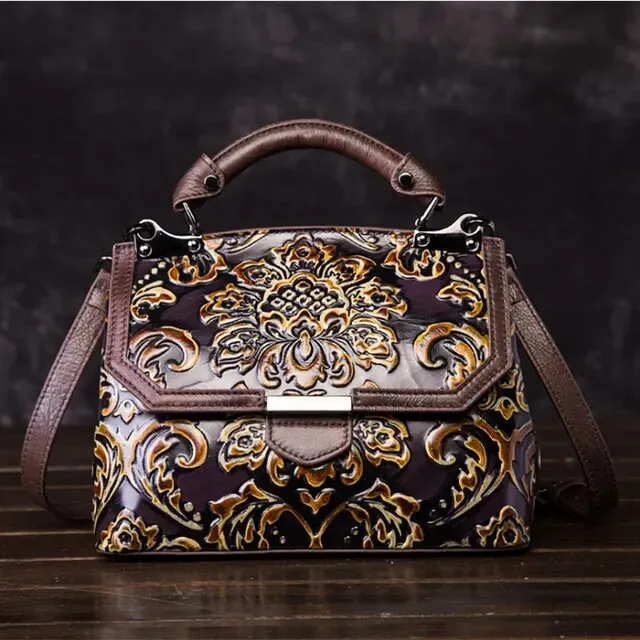 Christianartbag Handmade Leather Bag, Women's Bag Genuine Leather Luxury Handbags Handmade Women Shoulder Bag New Embossed Vintage Crossbody Bags For Women, CABHMB09141023