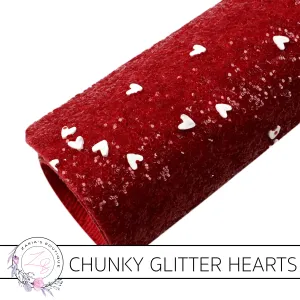 Chunky Glitter • Red • White Sprinkle Hearts
