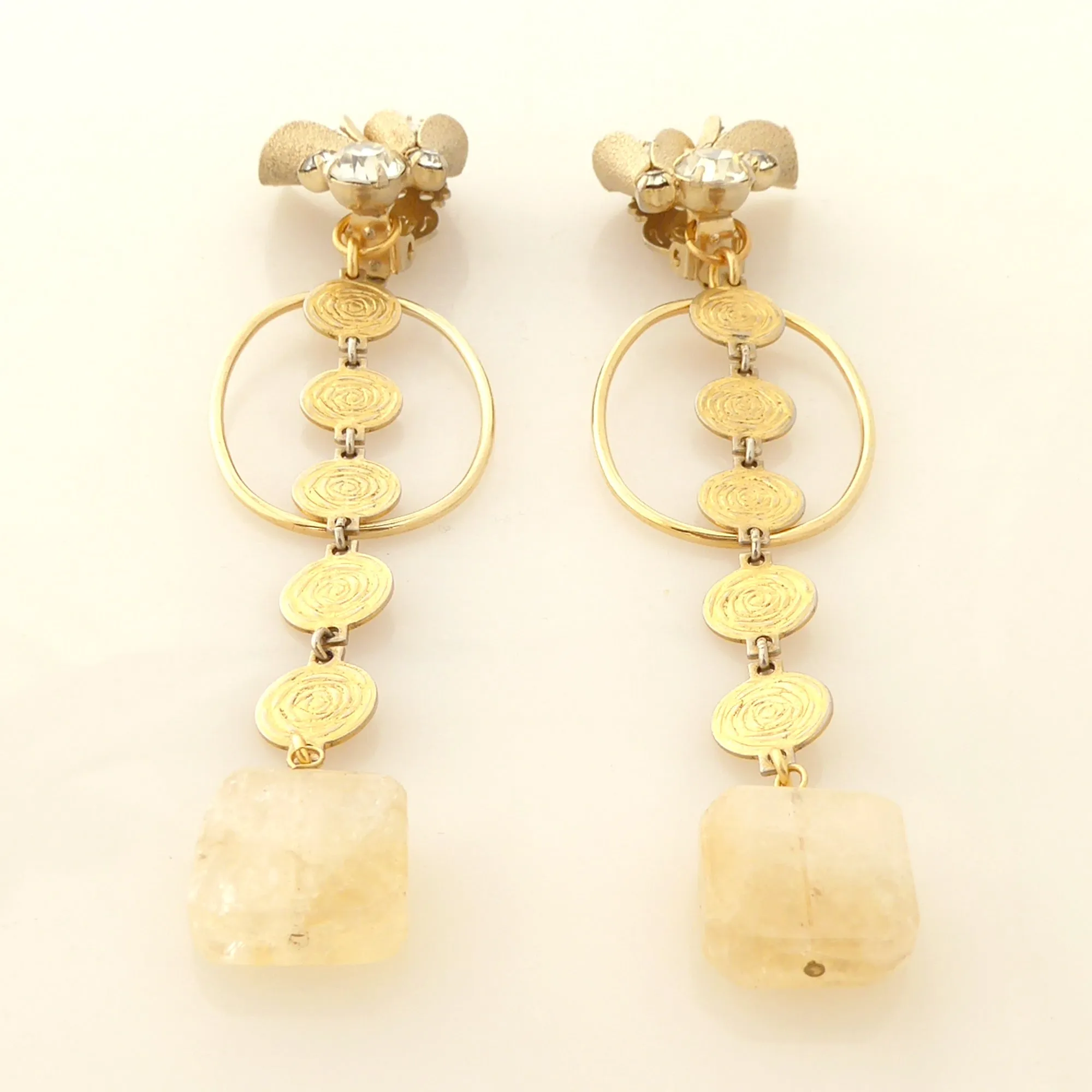 Citrine square earrings
