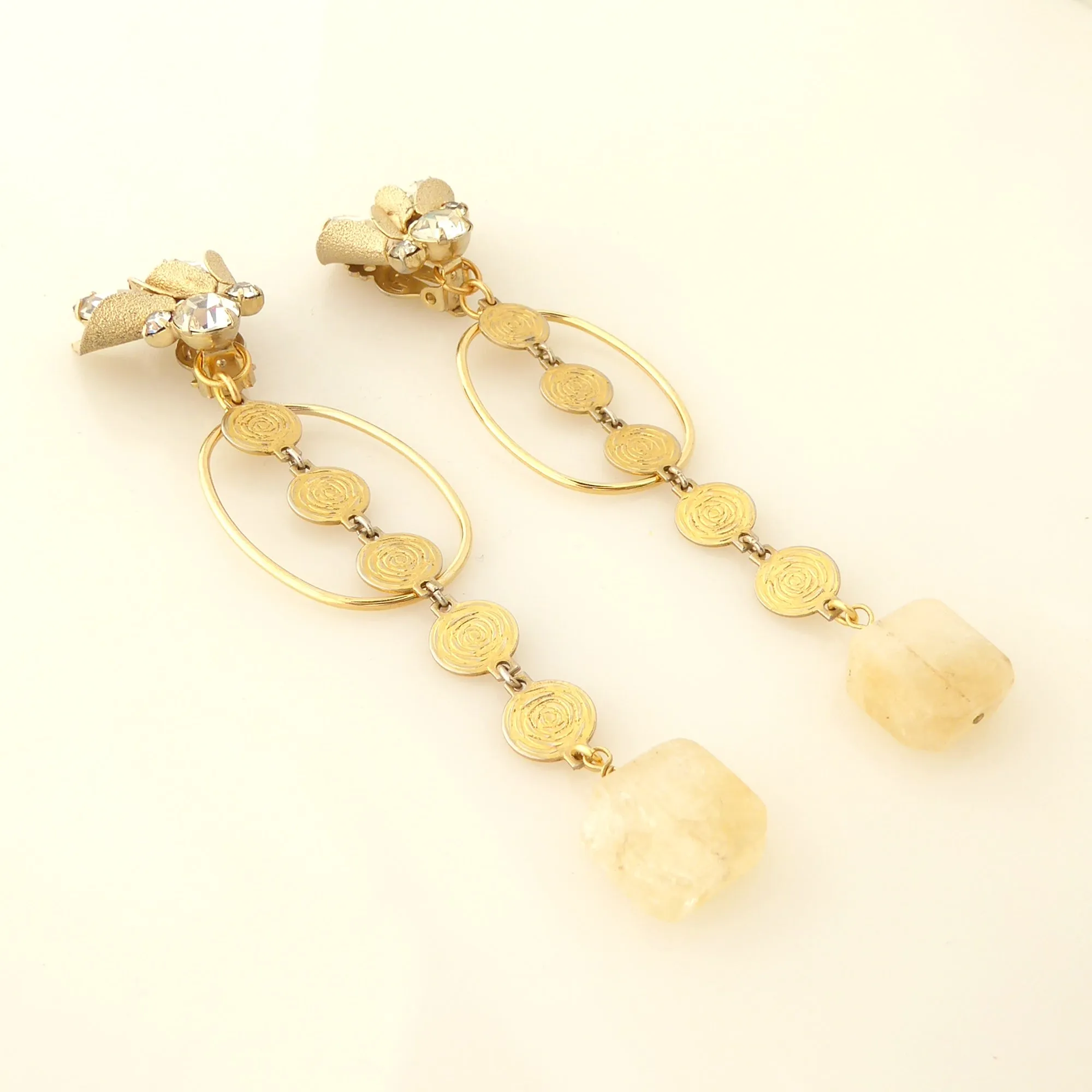 Citrine square earrings